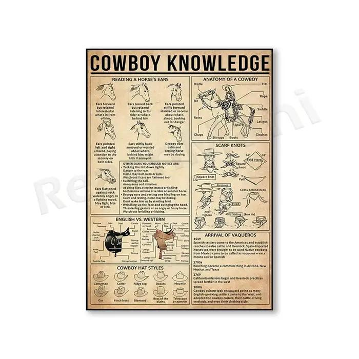 Impressions sur toile d'art mural Cowboy Knowledge, thème occidental, affiches de décoration de ferm