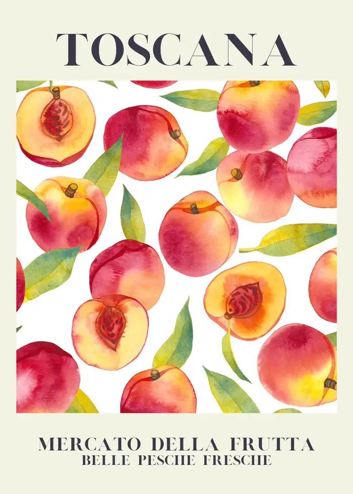 Art mural de fruits de Santorin italien, peinture sur toile, orange, sorrento, citron, affiche nordi