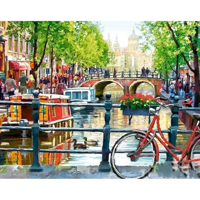 CHENISTORY – Kit de peintures par numéros, peinture de paysage, toile, image, peinture à l'huile par