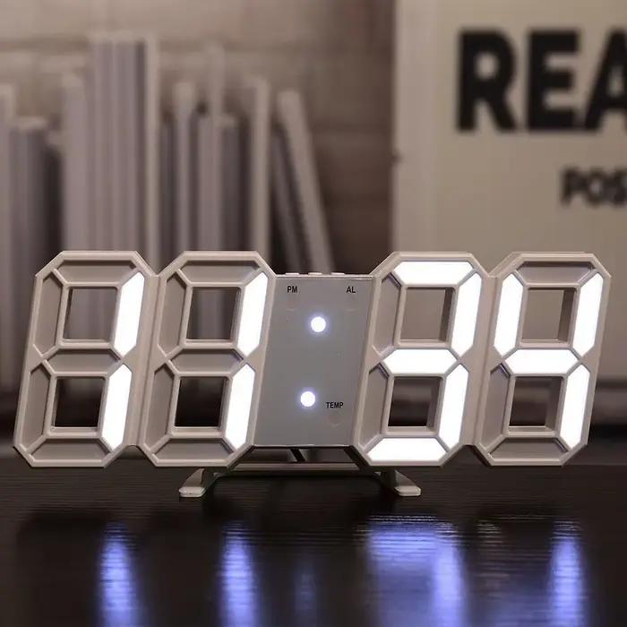 Horloge numérique LED 3D, affichage de l'heure 12/24H, horloge colorée pour bureau/salon/salle de ré