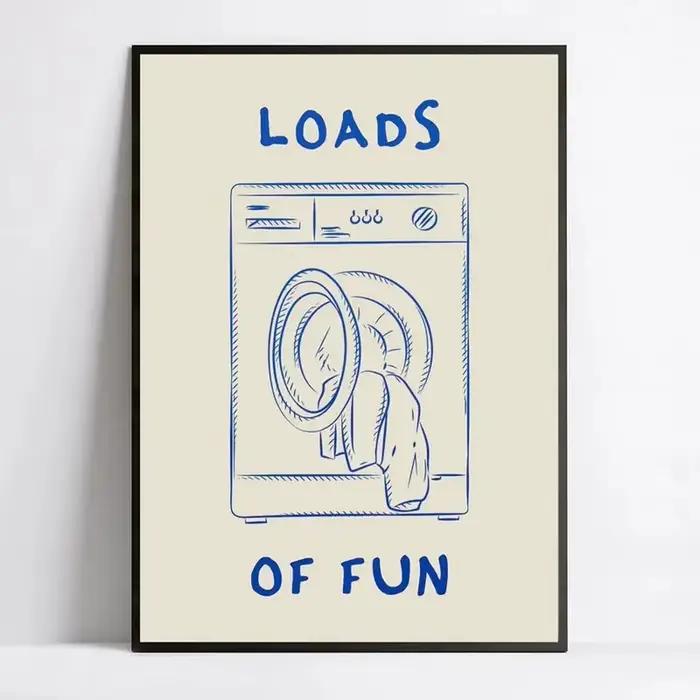 Loads Of Fun – toile murale rétro pour buanderie, imprimés d'art, peinture sur toile, affiche photo