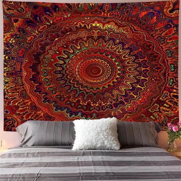 Tapisserie murale suspendue Mandala indien, style Boho, en tissu, psychédélique, Hippie, bohémien, d