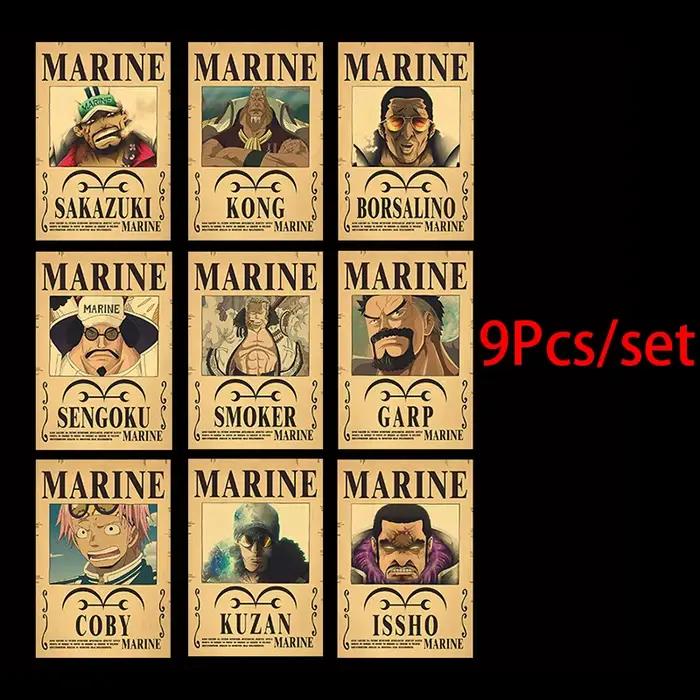 Ensemble d'affiches vintage Anime One Piece, Luffy Wanted, décoration murale de chambre, dessins ani