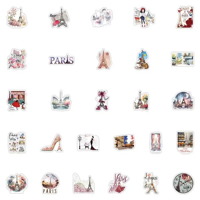 54 pièces romantique Paris autocollants esthétique Graffiti bricolage décoration cadeau voyage commé