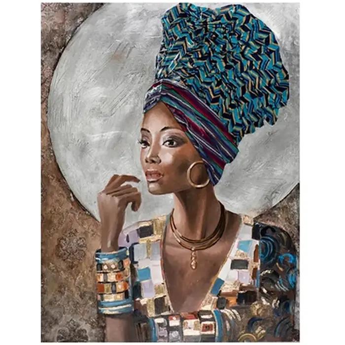 Peinture abstraite sur toile de femme noire africaine, affiches de fille africaine moderne, impressi