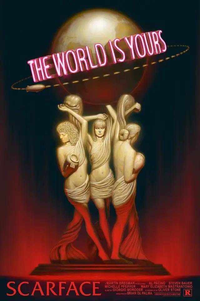 Affiche de film Scarface Tony Montana The World Is Yours, art de bureau, peinture sur toile motivant