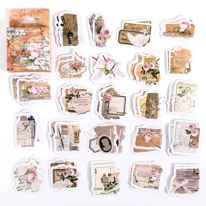 Étiquettes autocollantes Vintage INS, articles de papeterie mignons et esthétiques pour Scrapbooking