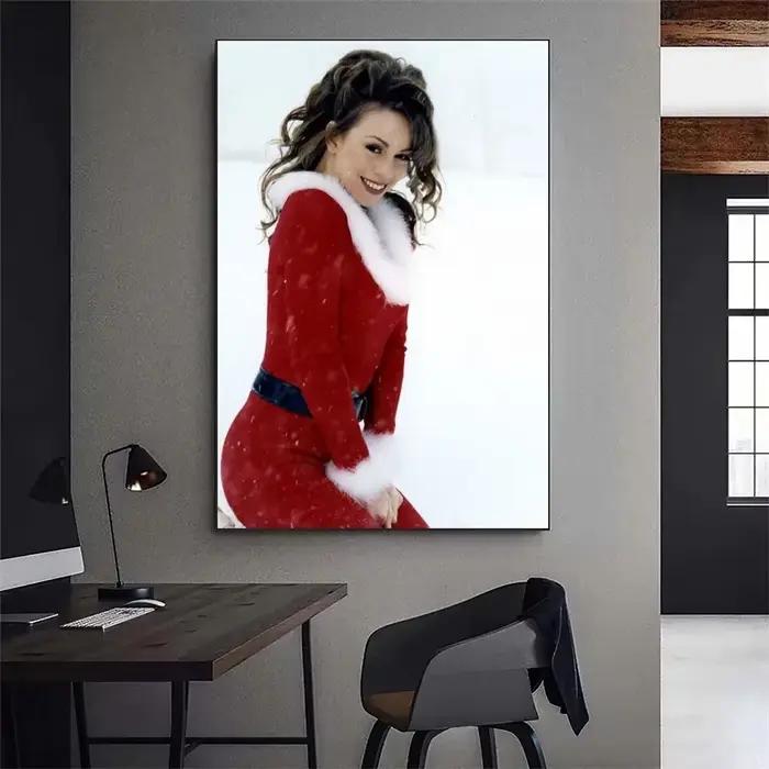 Mariah Carey Merry Christmas Singer Poster, Galerie Prhonneur, Peinture sur toile murale, Petit auto