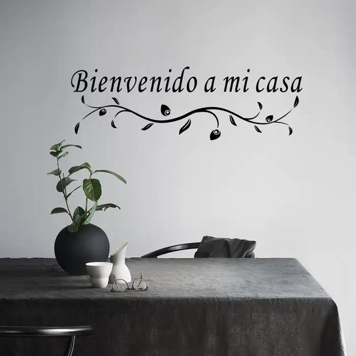 Autocollant mural espagnol « Bienvenido a mi casa » pour la décoration de la maison, salon, mur en v