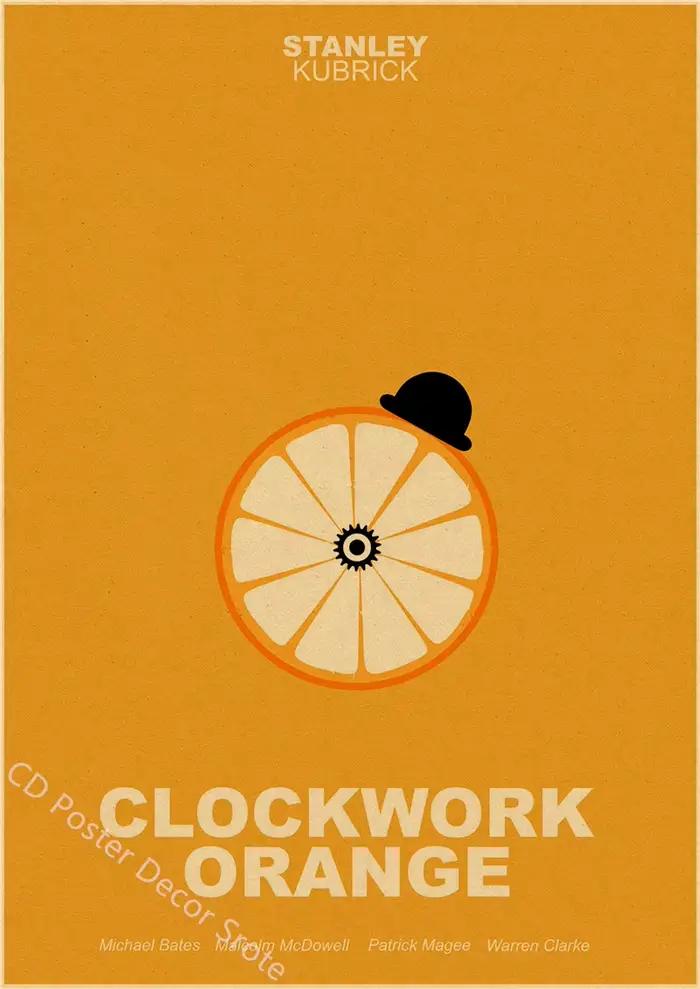 Affiche de Film classique A Clockwork Orange, Film de crime, affiches en papier Kraft, décor de sall
