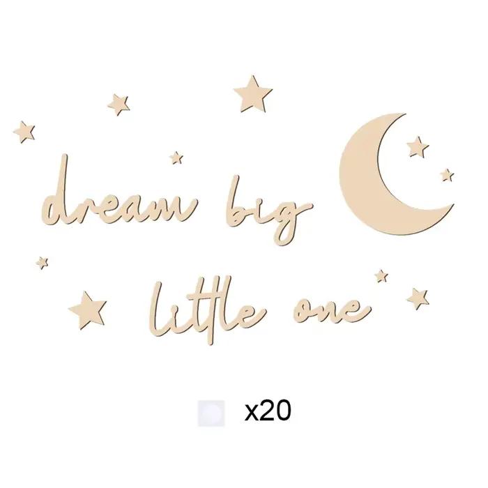 Autocollant mural de rêve en bois Big Little One, panneau mural avec Phrase en bois pour chambre d'e