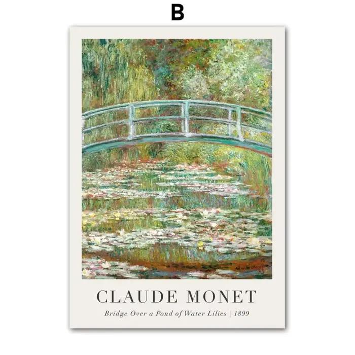 Affiches d'art abstrait classique scandinave de Claude Monet, peinture sur toile d'art mural Vintage