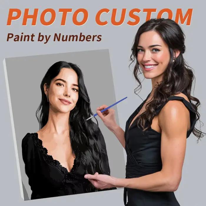 PBYN – Photo personnalisée, peinture par numéros, cadre personnalisé, paysage, animaux, famille, col
