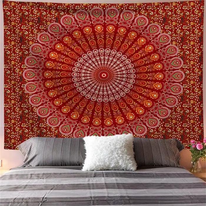 Tapisserie murale suspendue Mandala indien, style Boho, en tissu, psychédélique, Hippie, bohémien, d