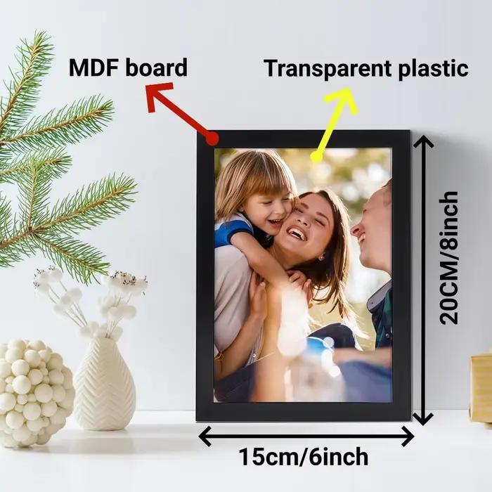 Cadre photo personnalisé, cadre photo noir pour affichage mural et sur table, en plastique résistant