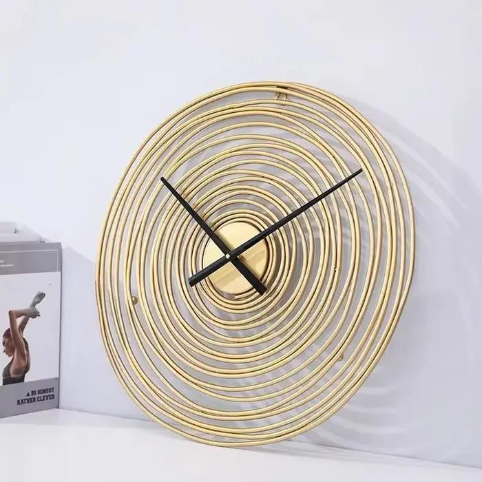 Grande horloge murale silencieuse ronde en métal, montre nordique moderne, décoration intérieure, cu