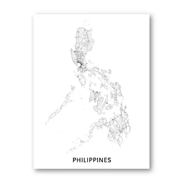 Affiche murale de la carte des Philippines, peinture sur toile, impression de femmes, culture asiati