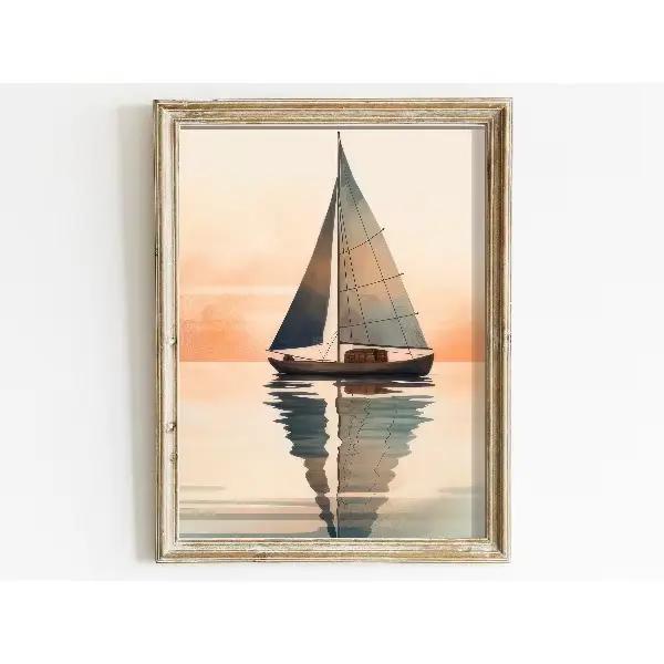 Affiche nautique de voilier de phare de mouette Vintage, thème océan, paysage côtier, peinture sur t