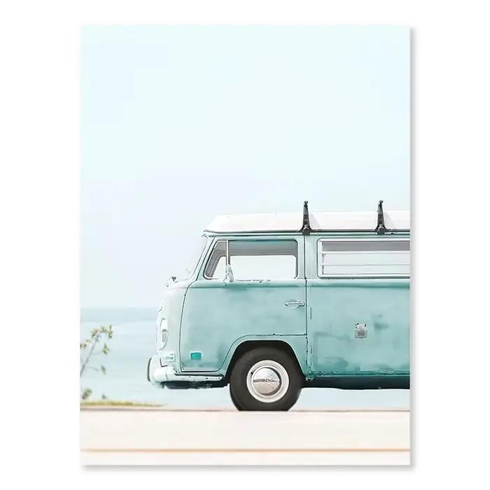 Ocean Beach Bridge Wall Art Canvas Paintings Sea Palm Tree Leaves Bus Posters Nordic Living Room Pri