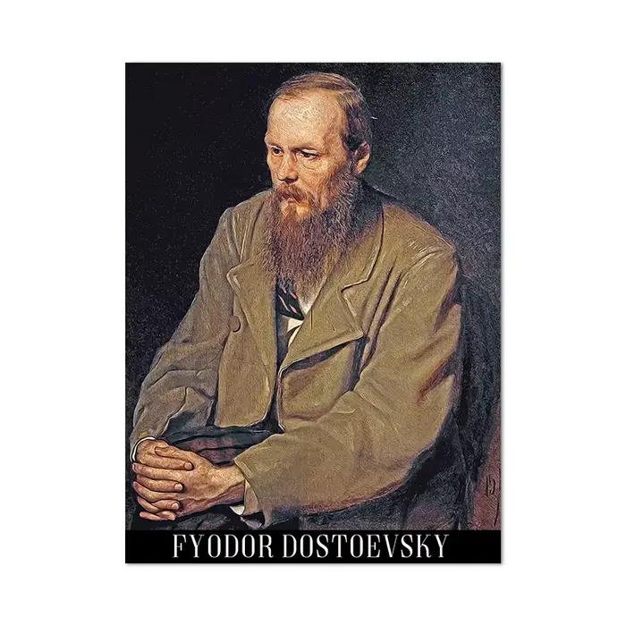 Peinture à l'huile de portrait russe sur toile, Ampa er Fyodor Dostoyevski, impression d'art vintage