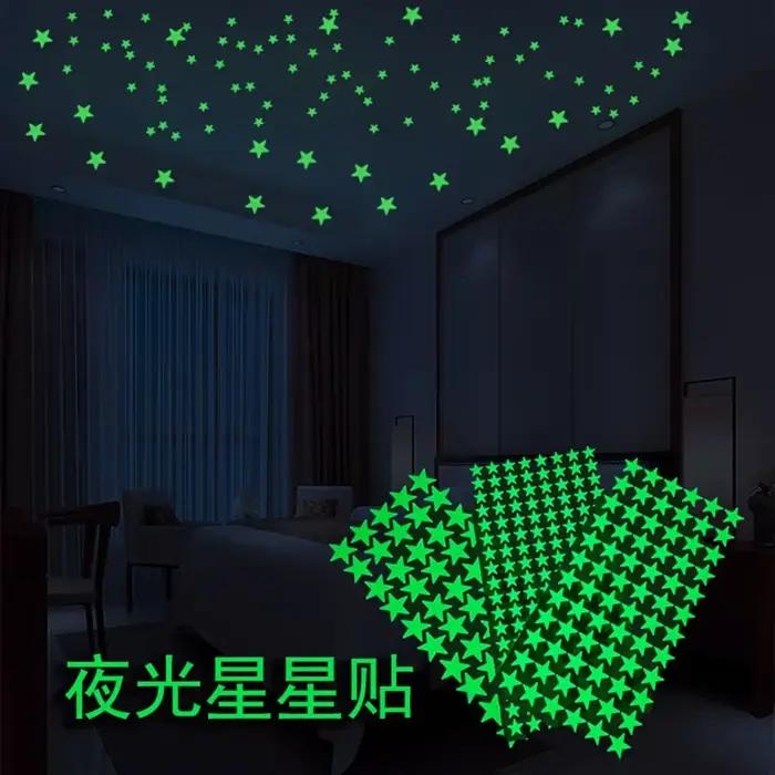 Autocollants muraux lumineux pour chambres d'enfants, sparadrap muraux de plafond d'étoiles et de po
