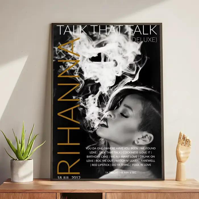Affiche de chanteur R-RIHANNA, autocollants muraux modernes et élégants pour décoration de maison, s