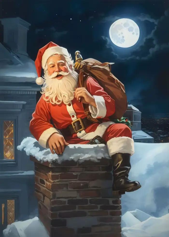 Classique traditionnel arbre de noël père noël cadeau de noël affiche toile peintures mur Art photos