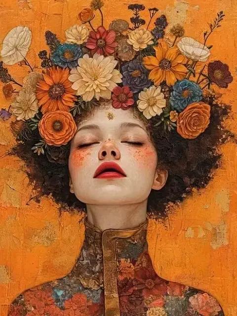 Peinture sur toile florale mystique colorée pour femme, affiches et impressions modernes de personna