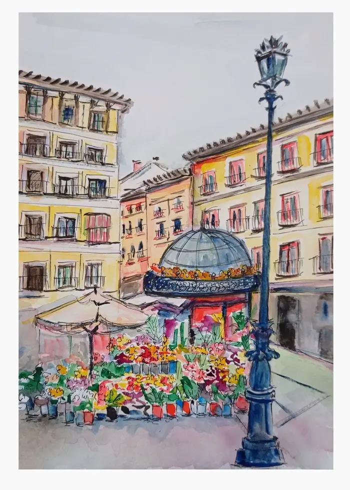 Affiches d'illustration modernes de Madrid, aquarelle, imprimés de paysages urbains, peinture sur to