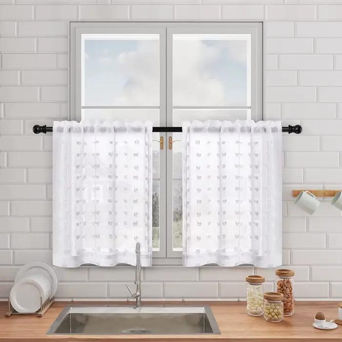 Rideaux courts blancs de style mignon pour salon, chambre, fenêtre, cuisine, salle de bain, camping-