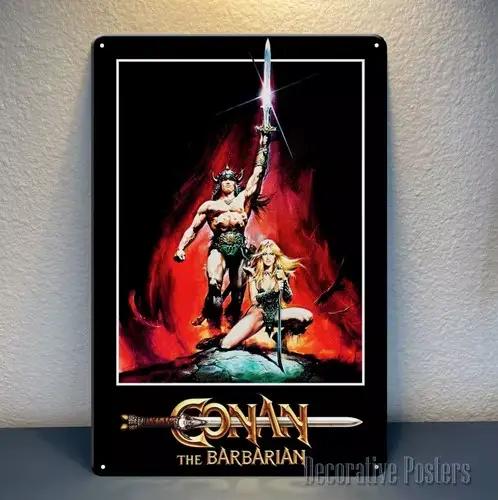 Affiche métallique du film Conan le barbare d'Arnold Schwarzenegger - Plaque en métal
