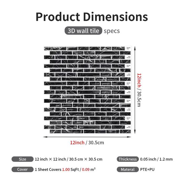 Carreaux de cristal en mosaïque de marbre, autocollant mural auto-adhésif imperméable pour salle de