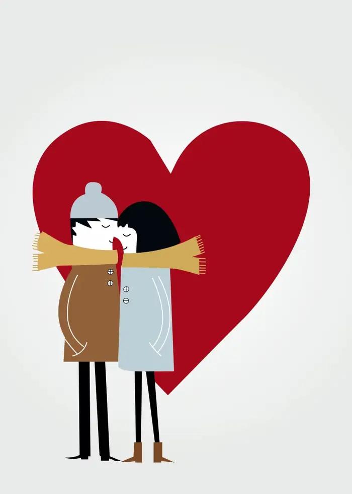 Peinture sur toile romantique d'amour et d'étreinte rouge, affiche d'art mural, impression d'image d