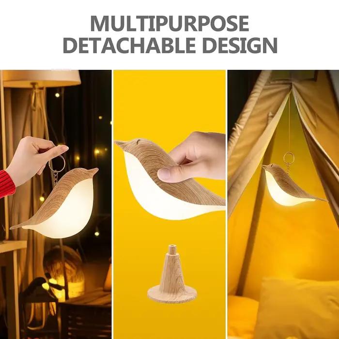 3 couleurs LED sans fil capteur chevet nuit Dimmable oiseau lampes contrôle tactile USB lampes de Ta