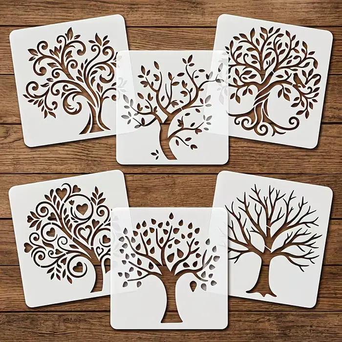 Lot de 6 pochoirs Arbre de Vie réutilisables pour la peinture, idéal pour les loisirs créatifs, la t