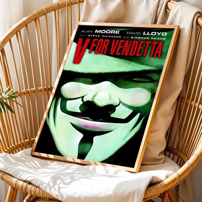 Affiche artistique V pour V-Vendetta, impression de haute qualité, autocollant mural imperméable pou