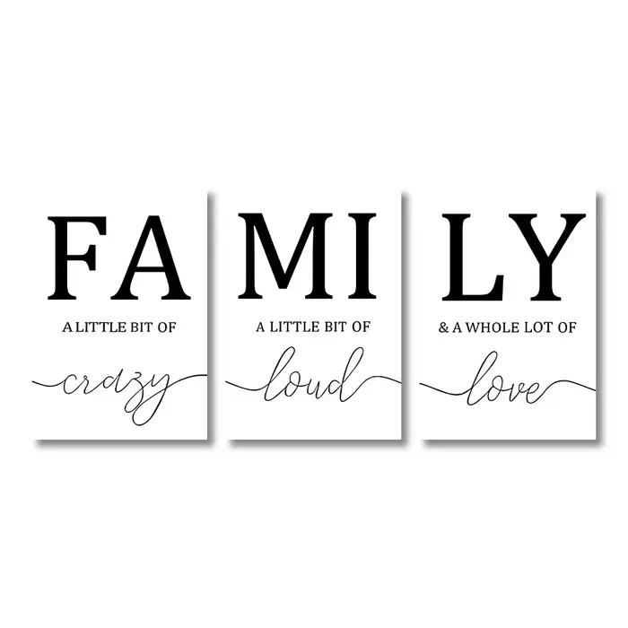 Affiche de famille Simple sans cadre, noir et blanc, peinture sur toile moderne, images murales impr