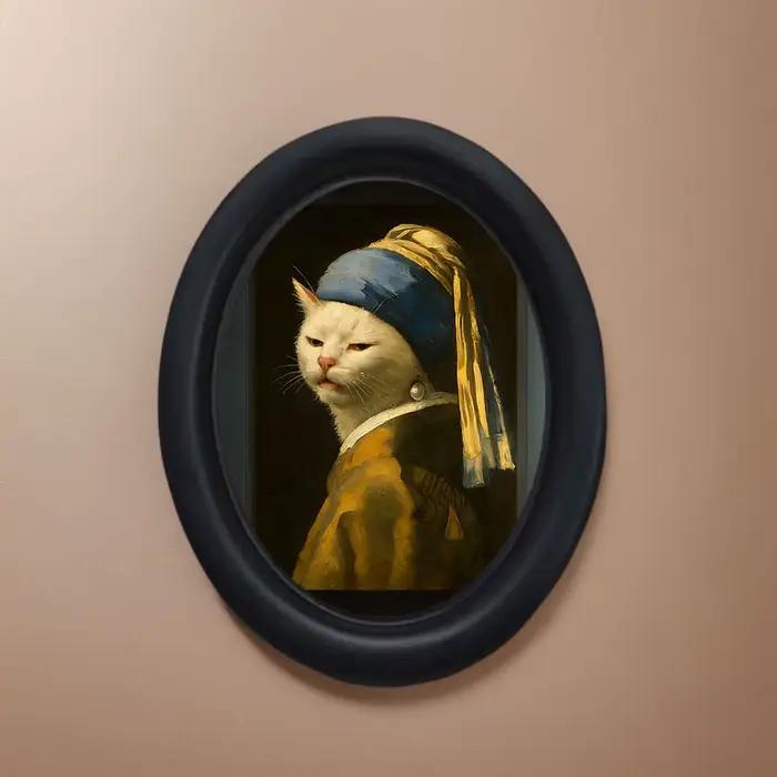 1 décoration murale amusante pour chat, art féminin encadré avec des expressions originales et exagé
