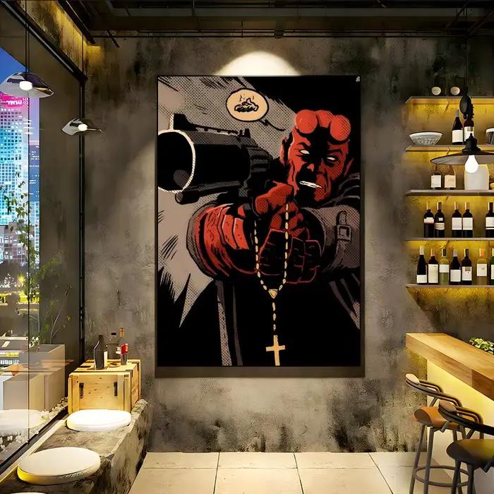 Affiche de bande dessinée H-Hellboy, affiche murale décorative élégante pour la maison, le bar, la c
