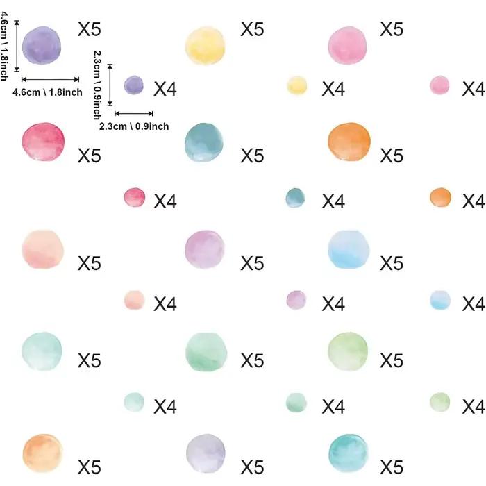 Autocollants muraux amovibles à pois aquarelle, décor de chambre d'enfants, autocollants muraux colo