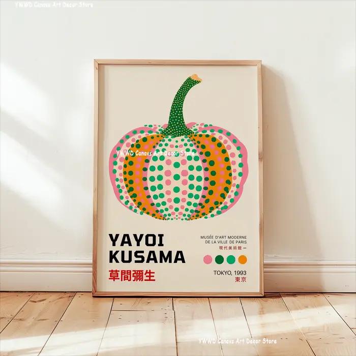Affiche sur toile AZNM Yayoi Kusama Méduse Rose, Impressions d'art mural géométrique abstrait du Mon