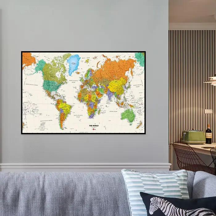 Affiches murales Vintage de carte du monde 59x42cm, imprimés d'art mural moderne, peinture sur toile
