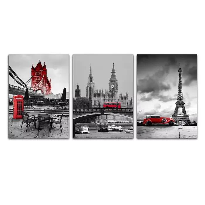 Affiche sans cadre tour Eiffel, images de paysage du Big Ben de londres, décor artistique mural, pei