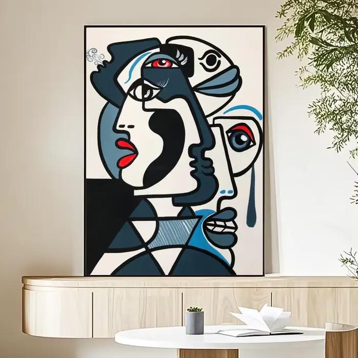 Peinture sur toile 2D, affiche d'art abstrait Picasso, art HD, autocollant mural imperméable, décora