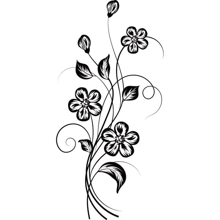 Autocollant de fleur noire, belle atmosphère, embellissement de décoration pour chambre à coucher, s