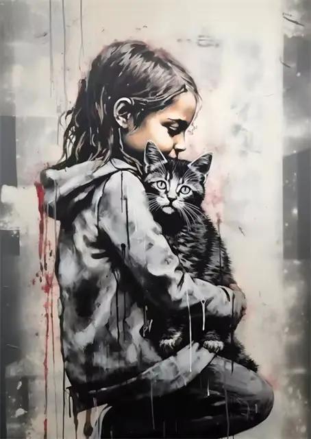 Banksy Graffiti garçon fille avec ballon sur toile affiches imprime Pop Street mur Art peinture pour