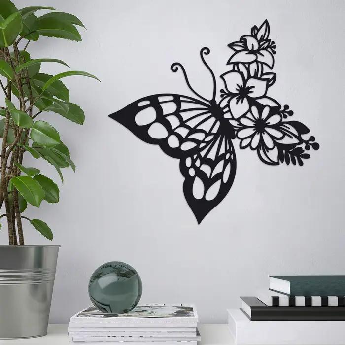 Silhouette d'Oiseaux sur Branche, Sculpture Murale en Métal Noir, Décor pour Bureau, Maison, Jardin,