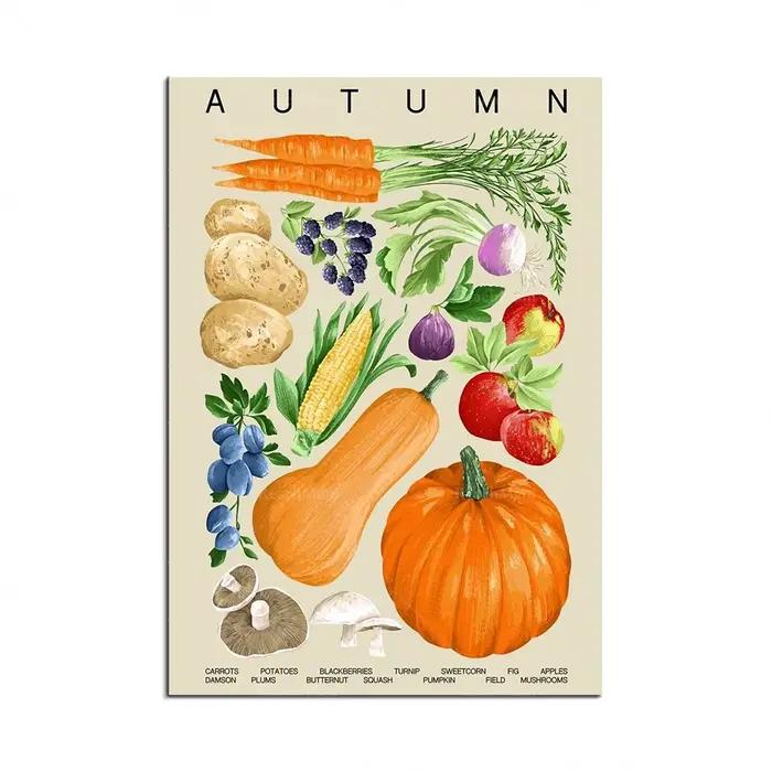 Affiche de saison de fruits et légumes, développez votre propre style de vie, image d'illustration d