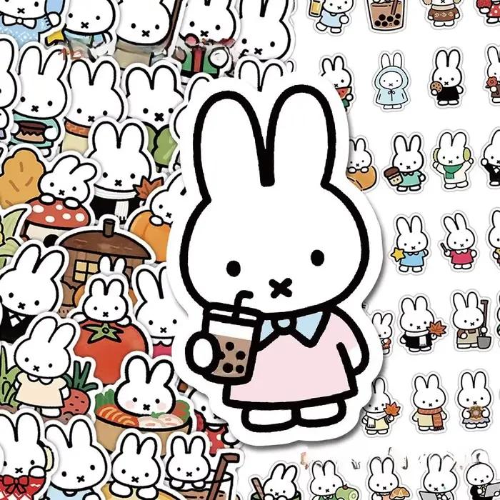 Autocollants décoratifs bidimensionnels créatifs et mignons à l'effigie de Miffy, pour carnet de not