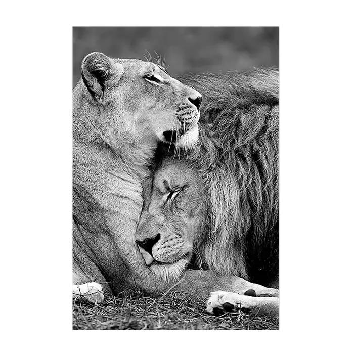 Affiche d'animaux de la famille de Lion, imprimés sur toile, peinture murale moderne, image d'art es